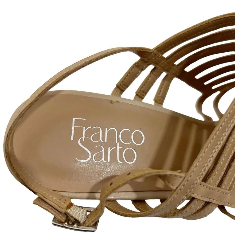 Franco Sarto Beige Sombre Leather Wedge Heel, Size 10M